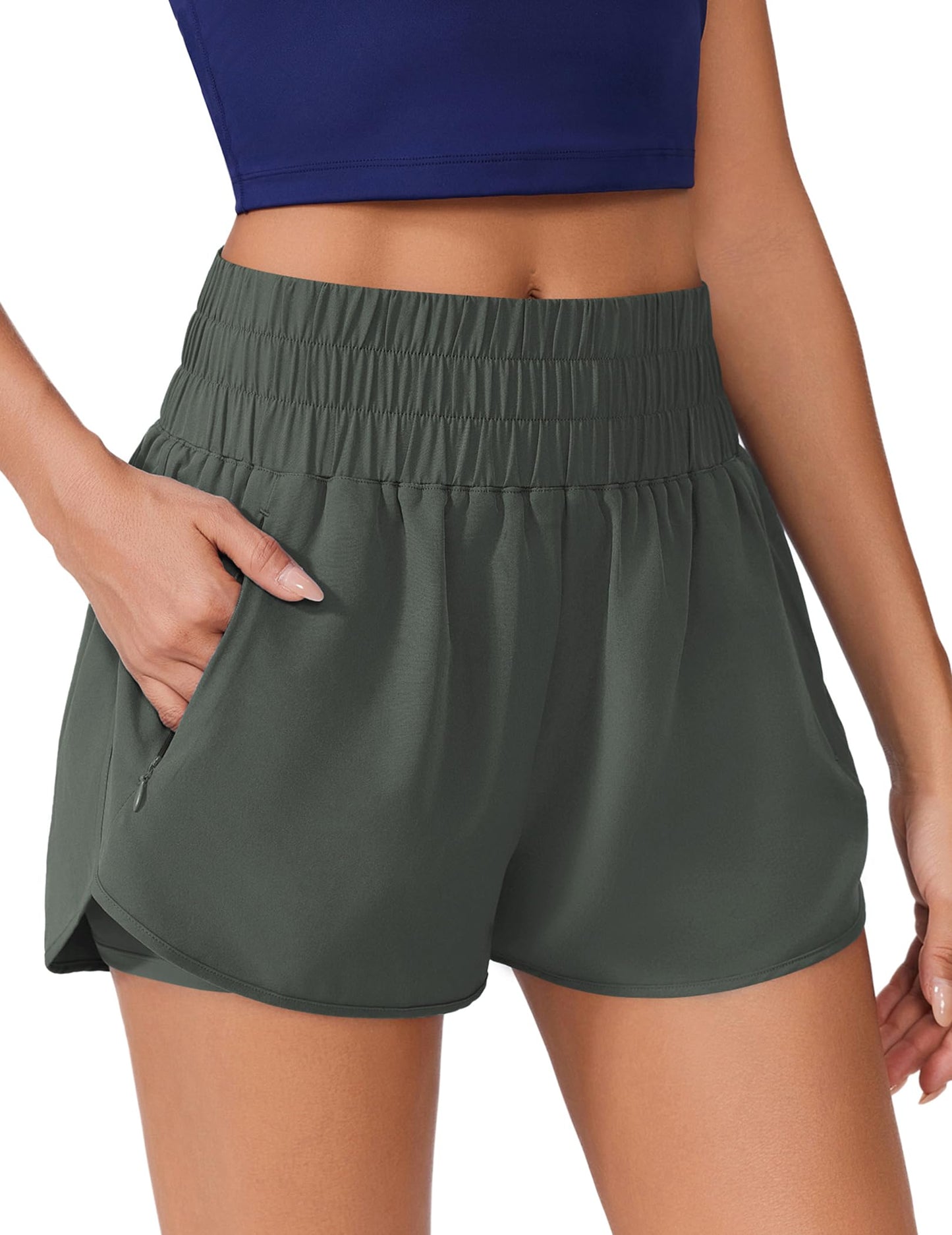 Athletic High Waisted Workout Gym Shorts