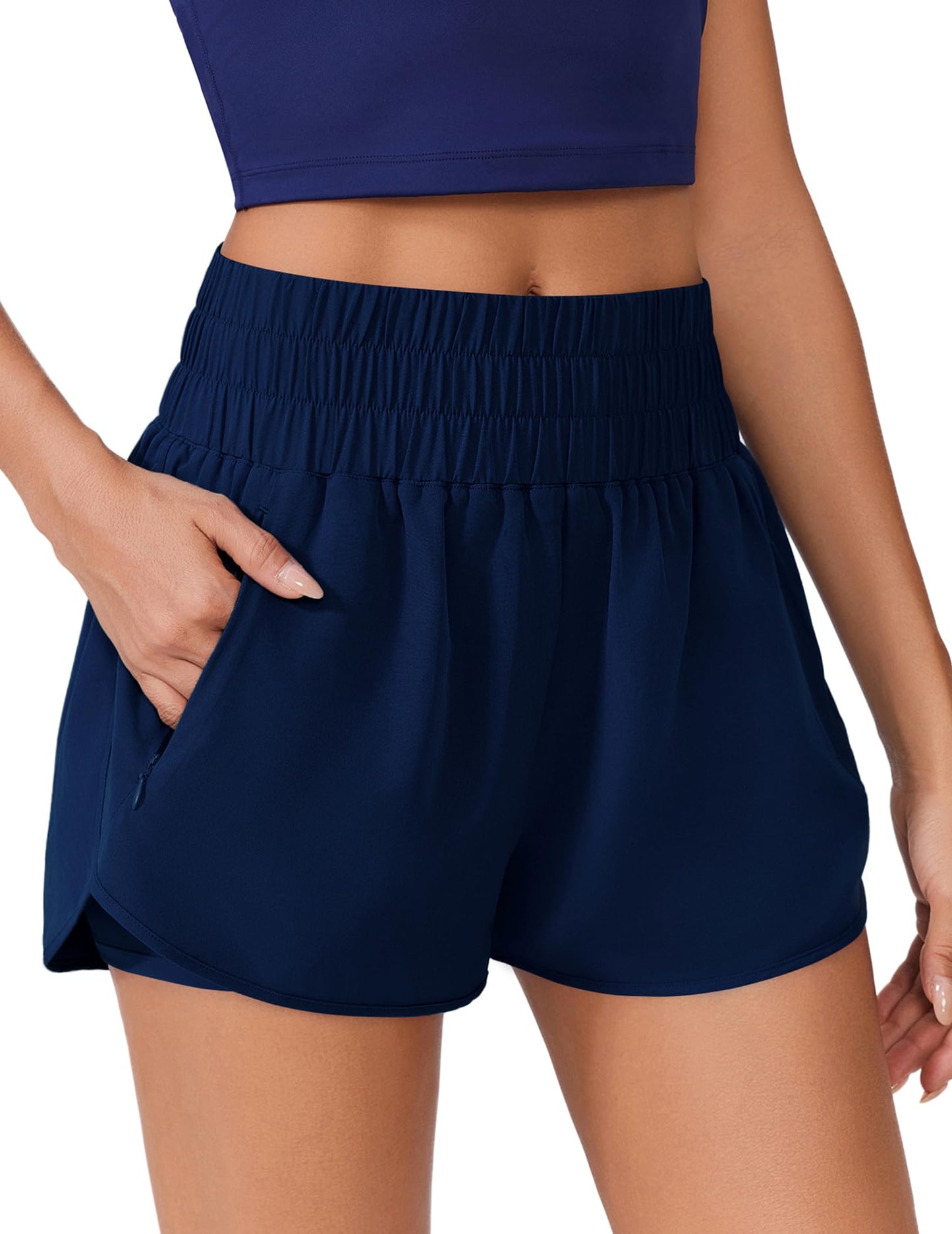 Athletic High Waisted Workout Gym Shorts