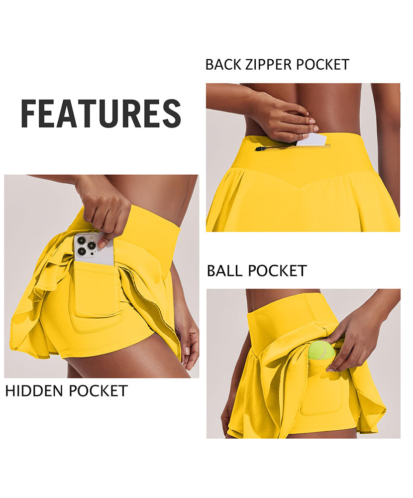 Double Ruffle Pleated Tennis Skirt