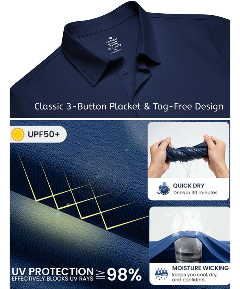 Men's Performance Moisture Wicking UPF 50 Golf Polo Shirt