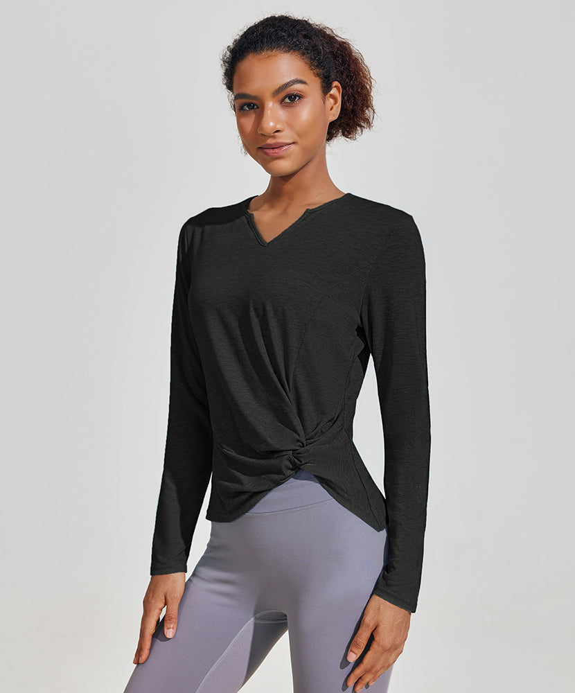 Twist Front Long-Sleeve T-shirt