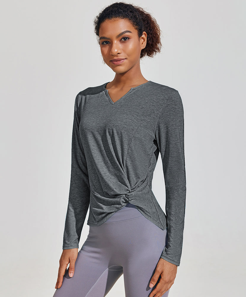 Twist Front Long-Sleeve T-shirt