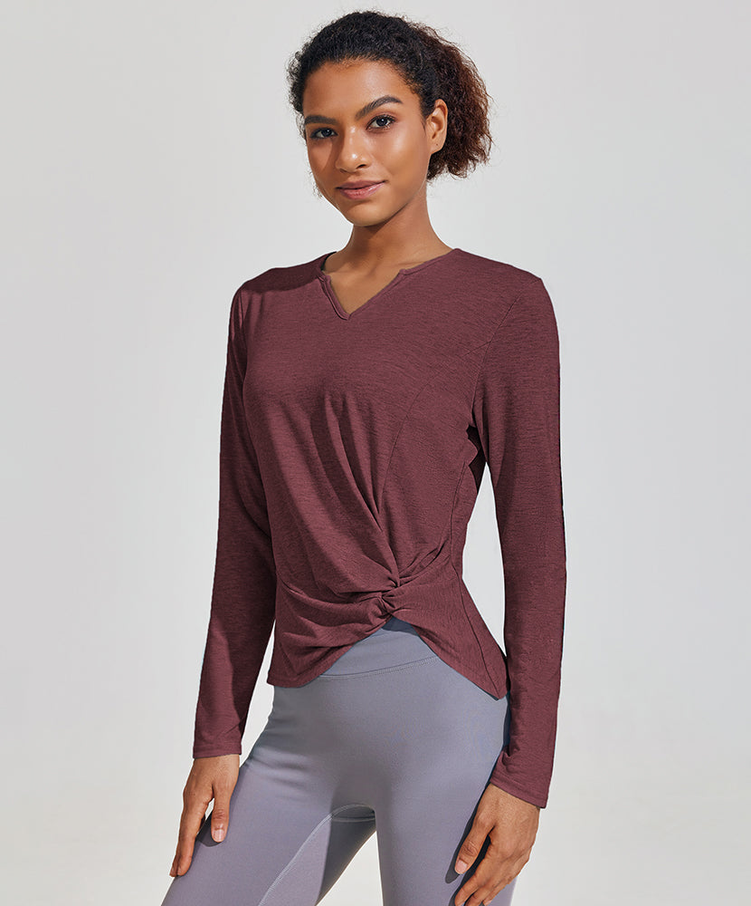Twist Front Long-Sleeve T-shirt