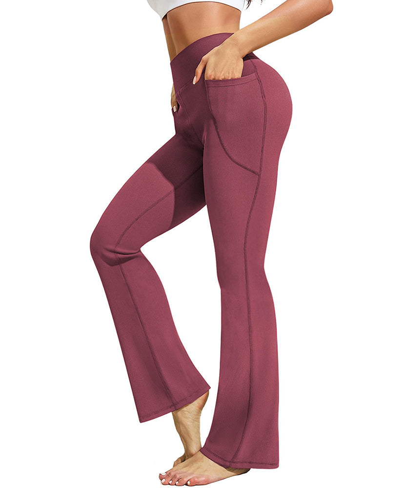 PINSPARK High Waist Ribbed Flare Leggings