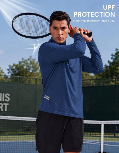 Men's 1/4 Zip Pullover Quarter Zip Athletic Golf Shirts