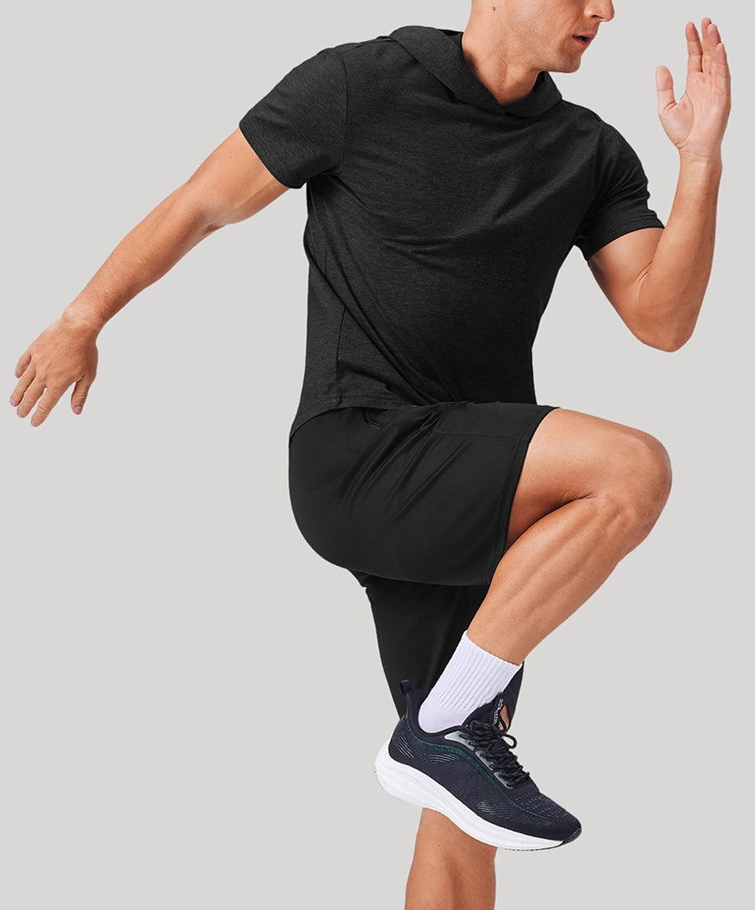Men's Short Sleeve Quick-Dry Athletic Hooded T-Shirt