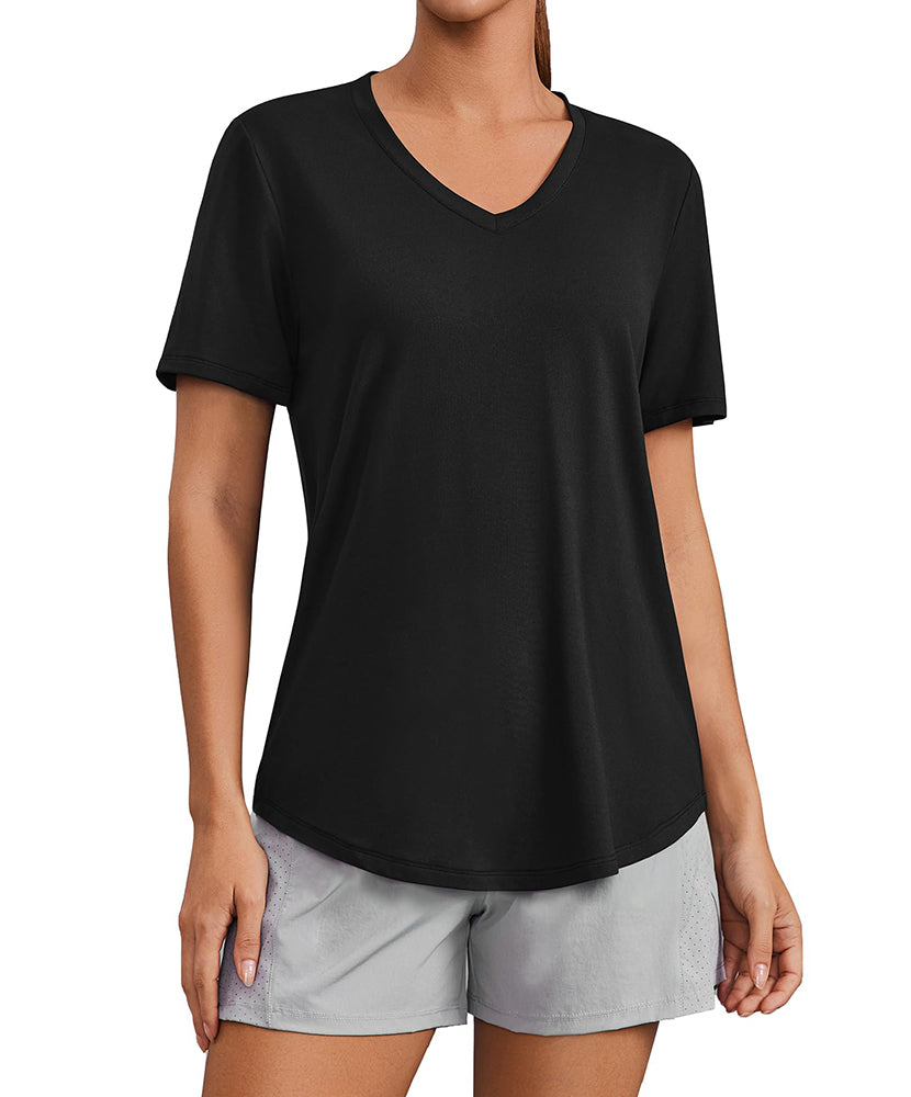 Essential V-Neck Moisture Wicking UPF 50+ Quick-Dry T-shirt