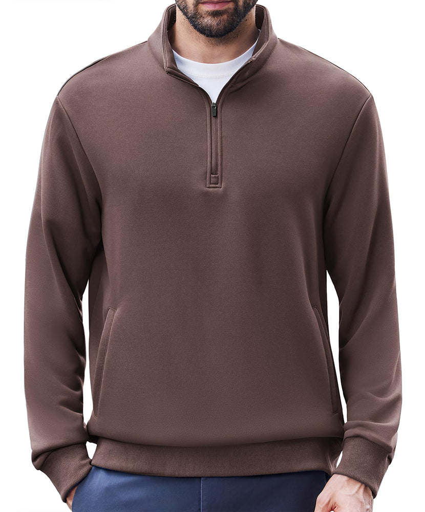 Men's Pullover Mock Neck Polo Shirt