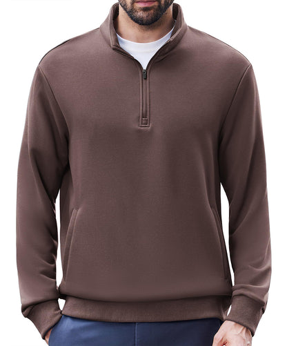 Men's Pullover Mock Neck Polo Shirt