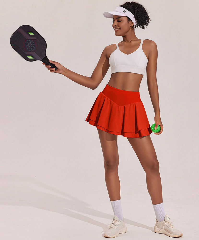 Double Ruffle Pleated Tennis Golf Skirt