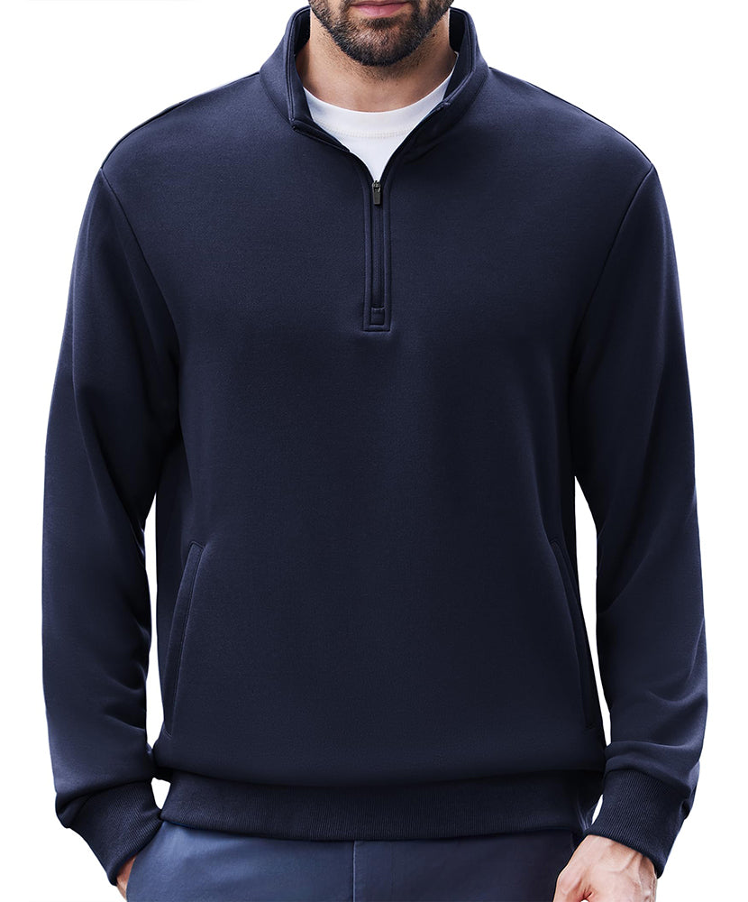 Men's Pullover Mock Neck Polo Shirt