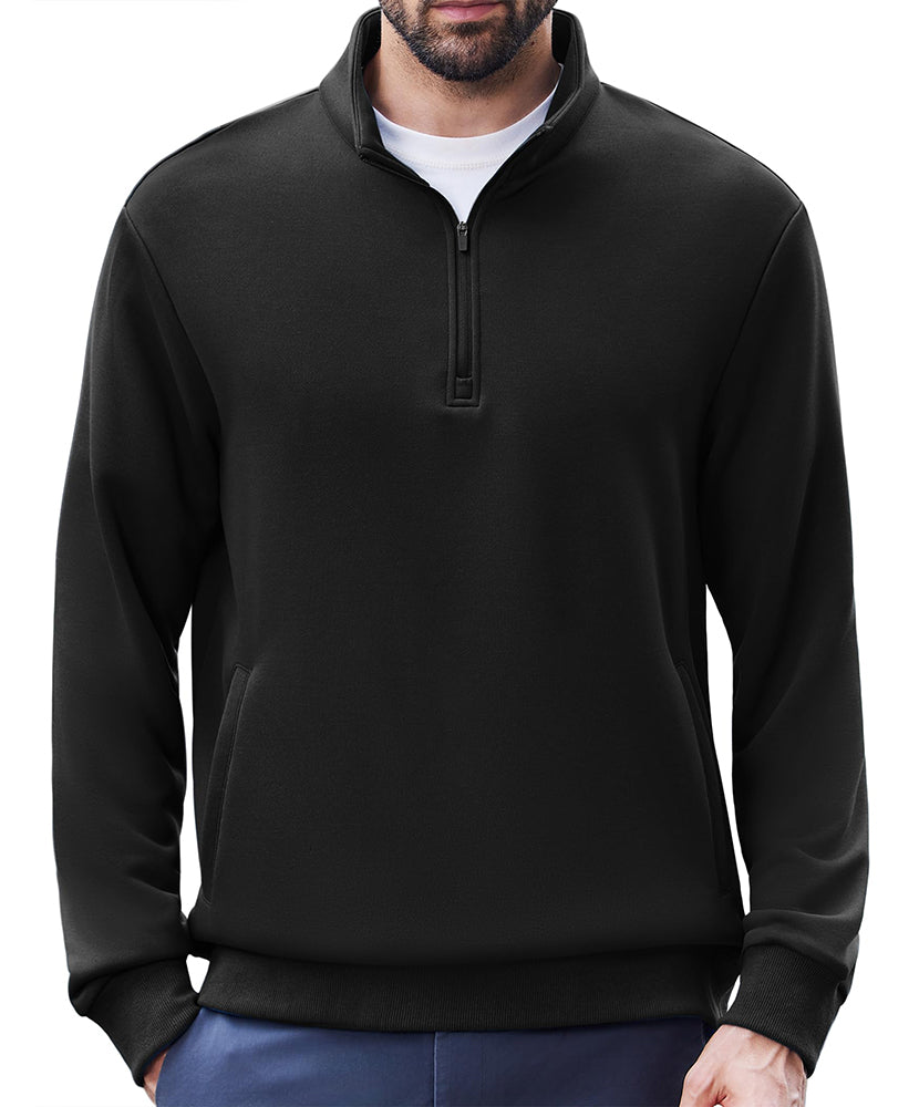 Men's Pullover Mock Neck Polo Shirt