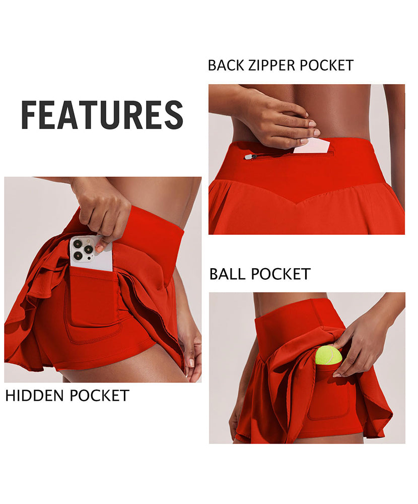 Double Ruffle Pleated Tennis Golf Skirt