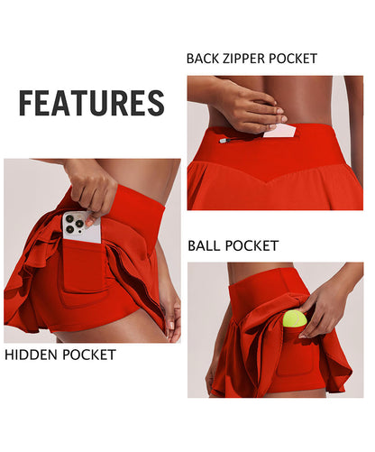 Double Ruffle Pleated Tennis Golf Skirt