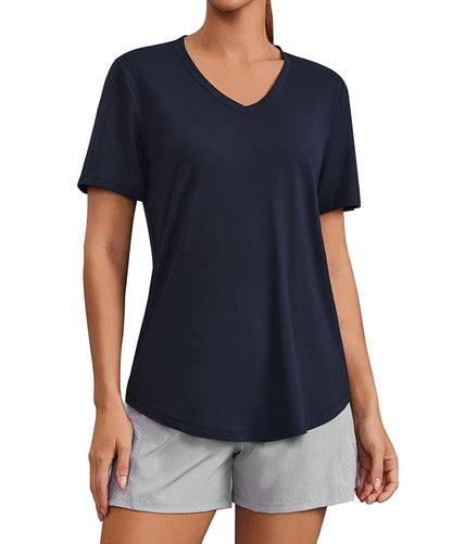 Essential V-Neck Moisture Wicking UPF 50+ Quick-Dry T-shirt