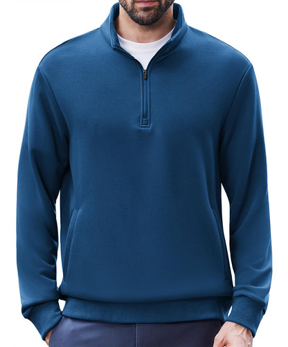 Men's Pullover Mock Neck Polo Shirt
