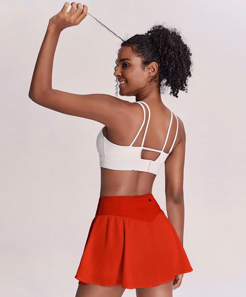 Double Ruffle Pleated Tennis Golf Skirt