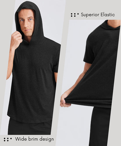 Men's Short Sleeve Quick-Dry Athletic Hooded T-Shirt
