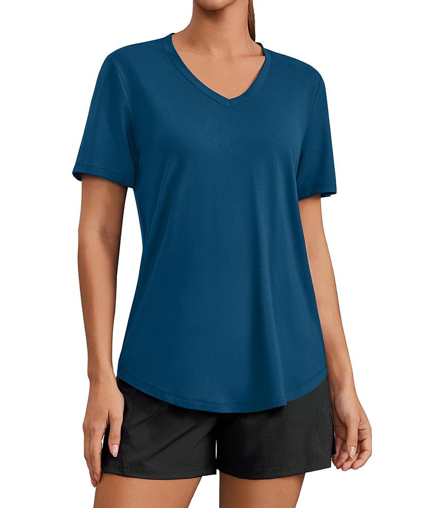Essential V-Neck Moisture Wicking UPF 50+ Quick-Dry T-shirt