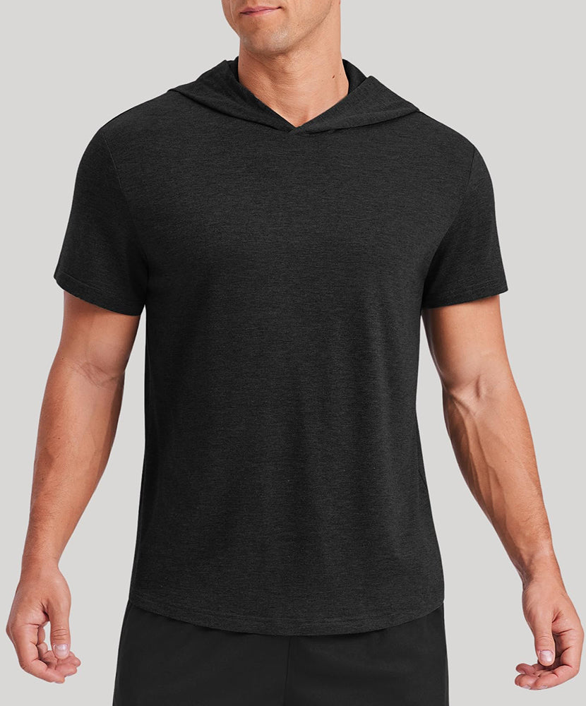 Men's Short Sleeve Quick-Dry Athletic Hooded T-Shirt
