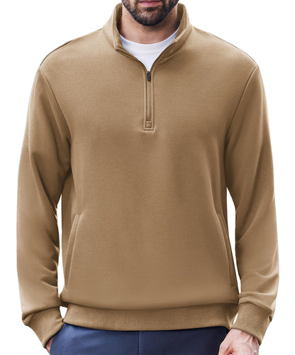 Men's Pullover Mock Neck Polo Shirt