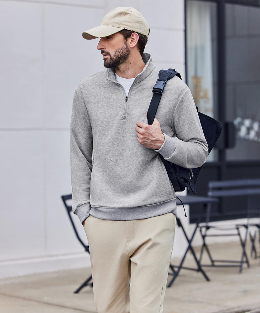 Men's Pullover Mock Neck Polo Shirt