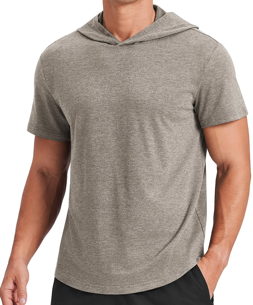 Men's Short Sleeve Quick-Dry Athletic Hooded T-Shirt