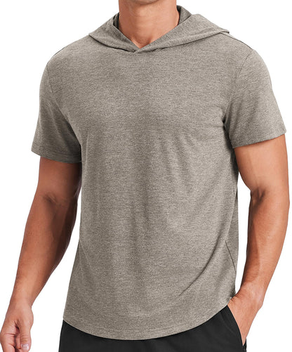 Men's Short Sleeve Quick-Dry Athletic Hooded T-Shirt