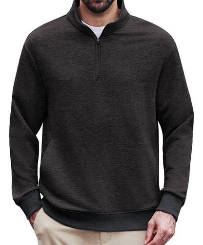 Men's Pullover Mock Neck Polo Shirt