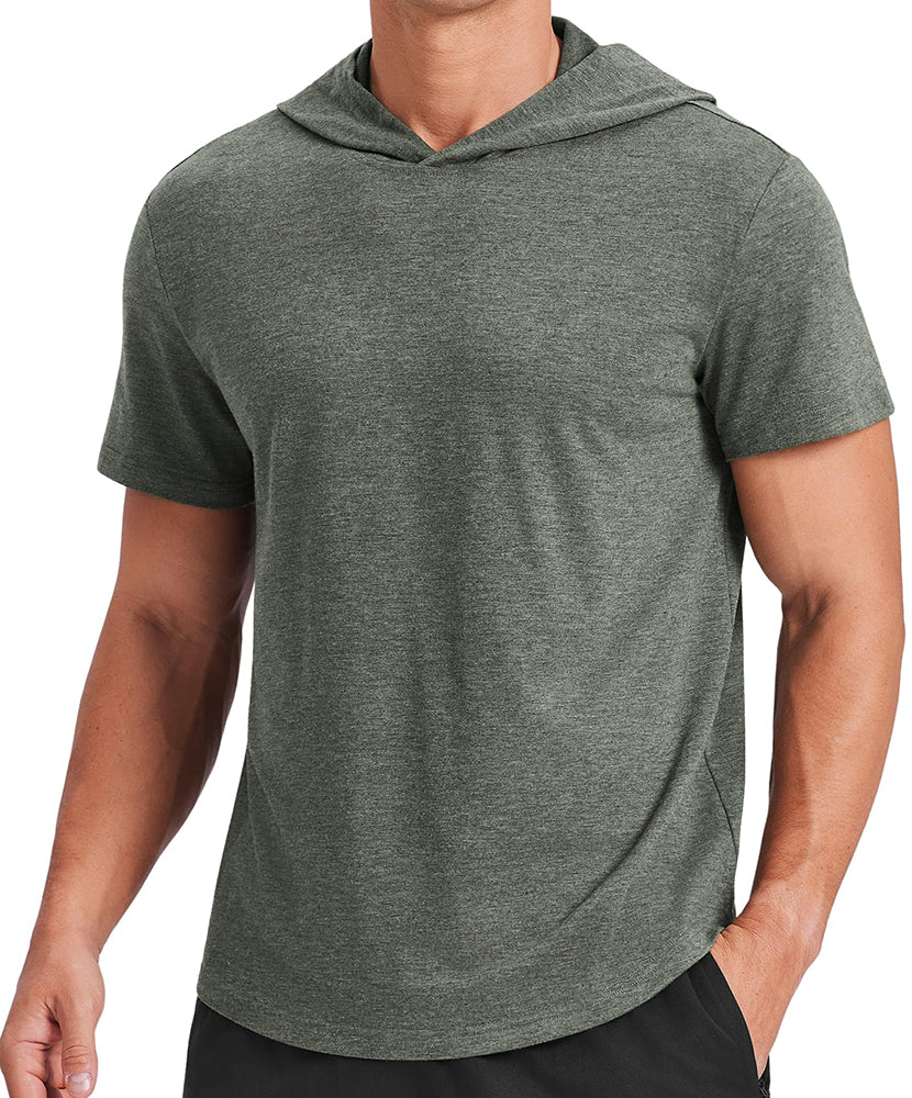 Men's Short Sleeve Quick-Dry Athletic Hooded T-Shirt