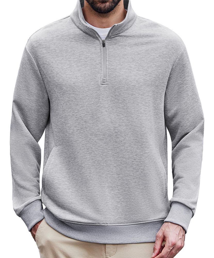 Men's Pullover Mock Neck Polo Shirt