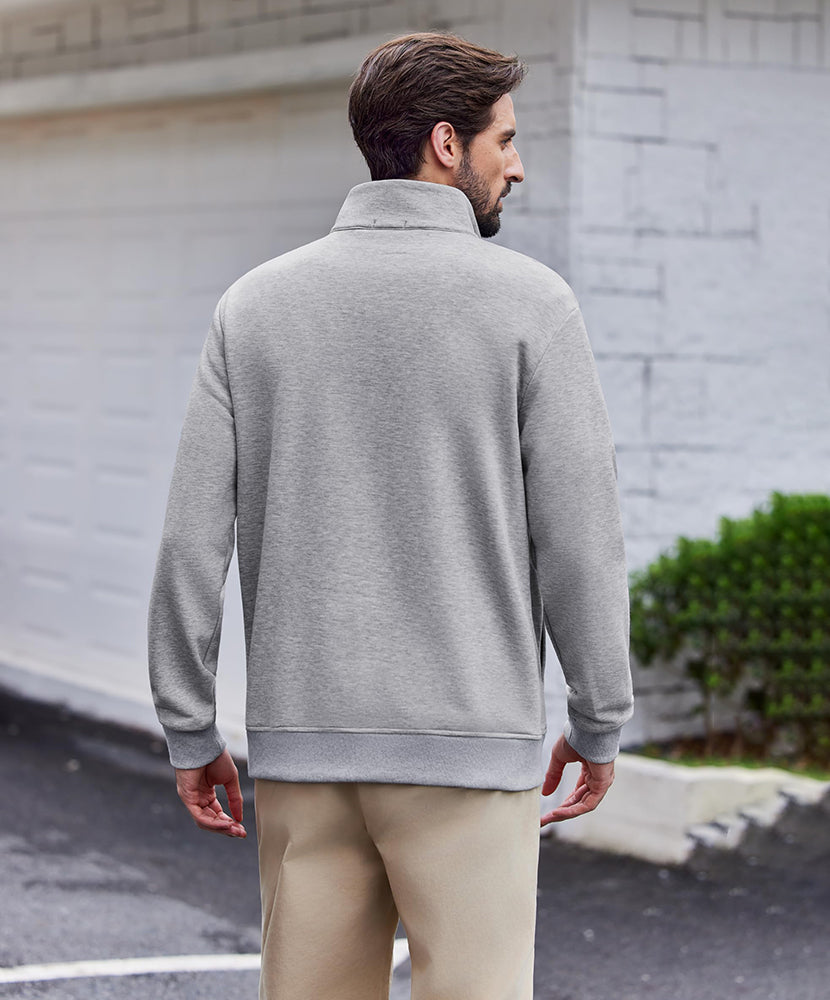 Men's Pullover Mock Neck Polo Shirt