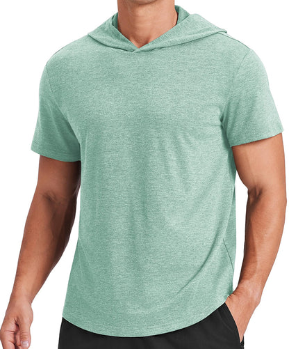 Men's Short Sleeve Quick-Dry Athletic Hooded T-Shirt