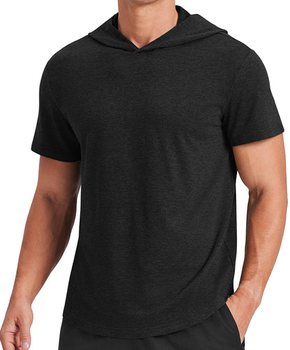 Men's Short Sleeve Quick-Dry Athletic Hooded T-Shirt