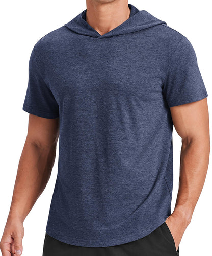 Men's Short Sleeve Quick-Dry Athletic Hooded T-Shirt