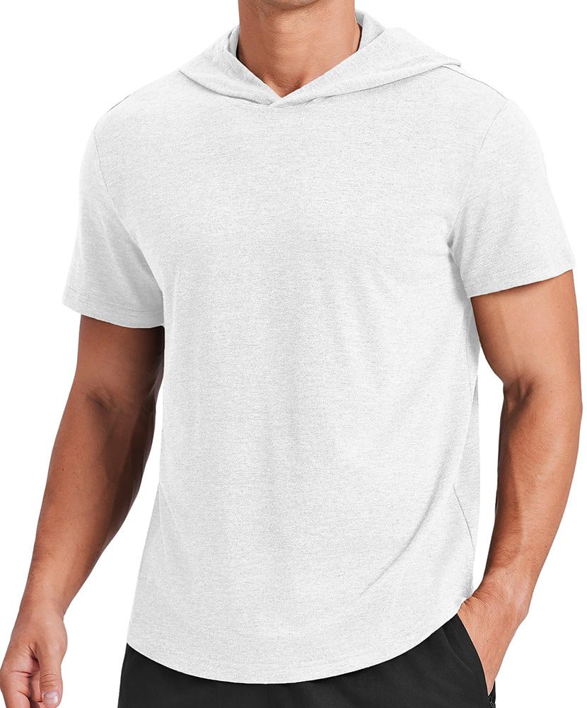 Men's Short Sleeve Quick-Dry Athletic Hooded T-Shirt