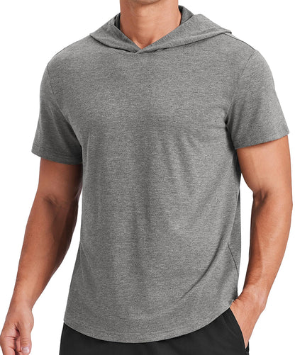 Men's Short Sleeve Quick-Dry Athletic Hooded T-Shirt