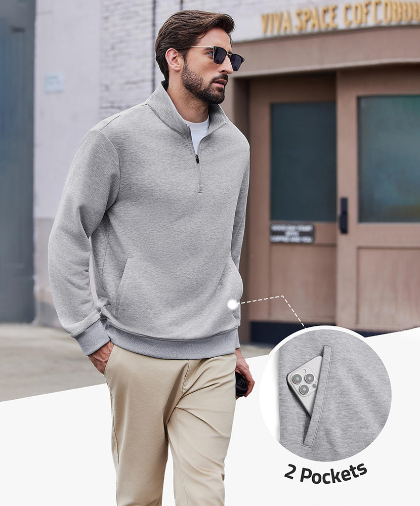Men's Pullover Mock Neck Polo Shirt