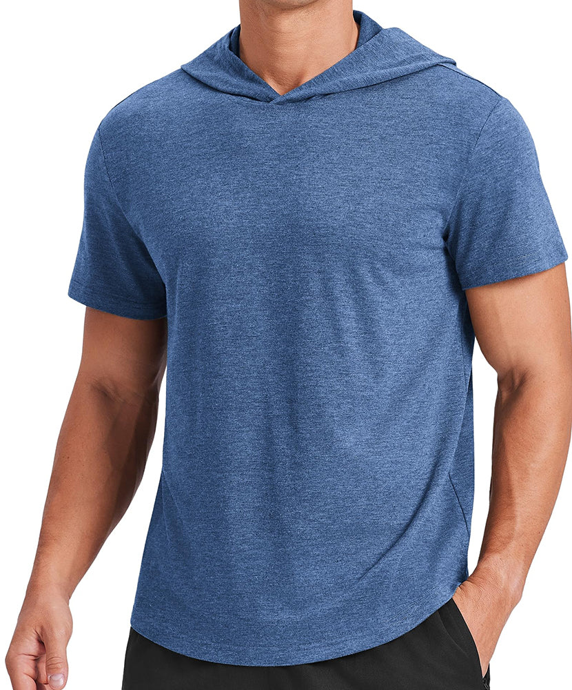 Men's Short Sleeve Quick-Dry Athletic Hooded T-Shirt