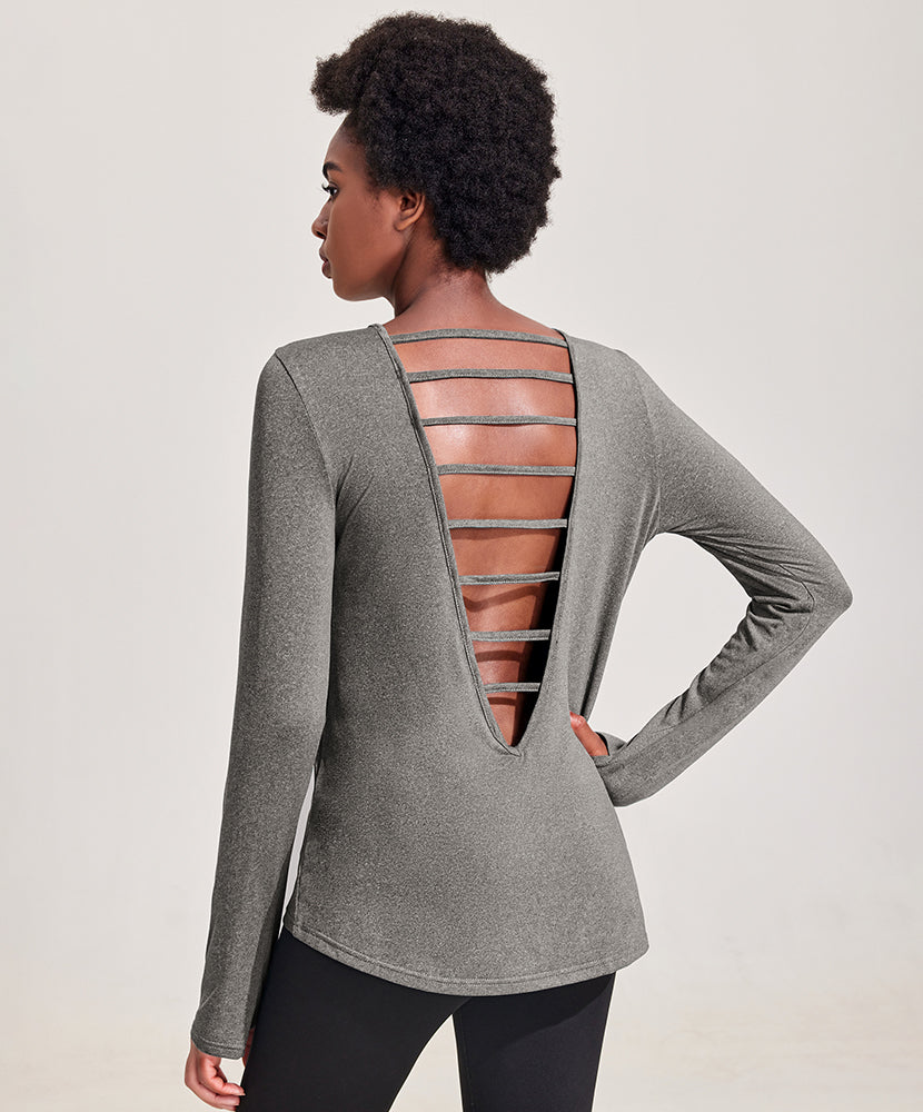 Open Back Long Sleeve Workout Tops