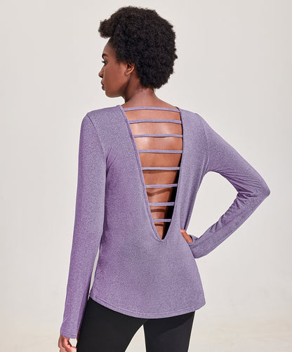 Open Back Long Sleeve Workout Tops