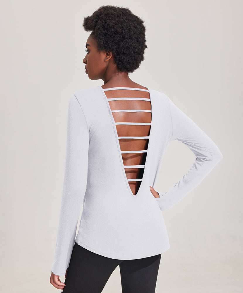 Open Back Long Sleeve Workout Tops