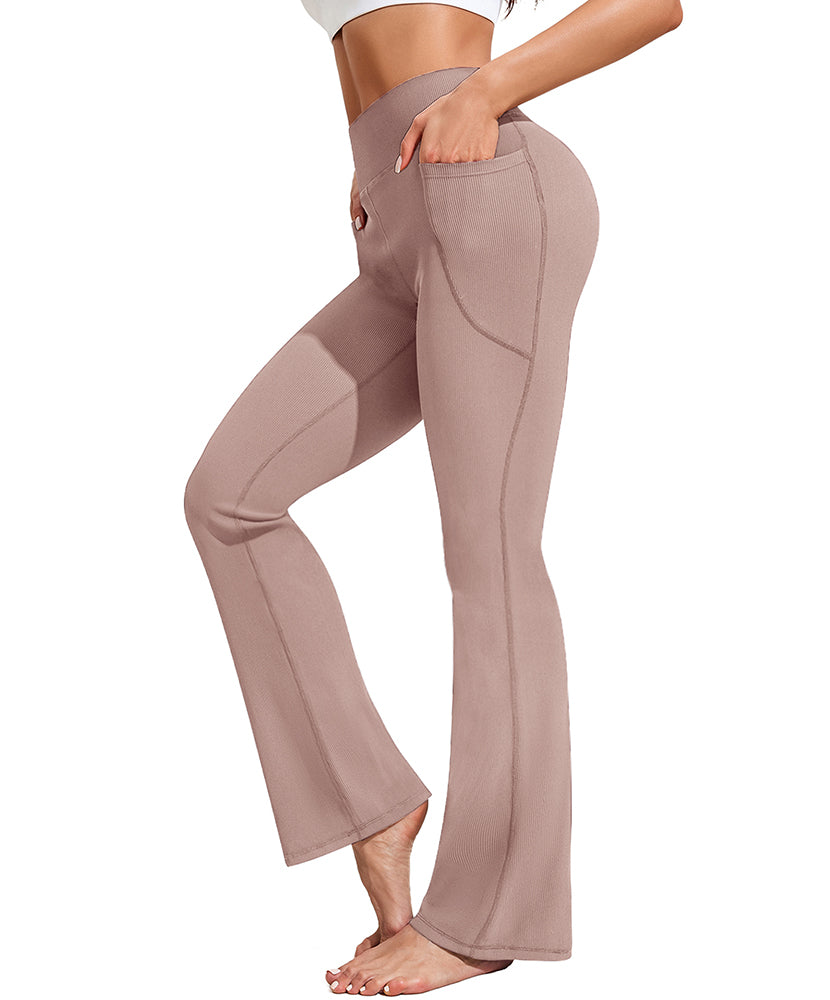 Ribbed High Waist Flare Yoga Pants