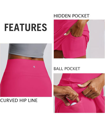 Women's 16" High Waisted Tennis Skirt with 2 Pockets