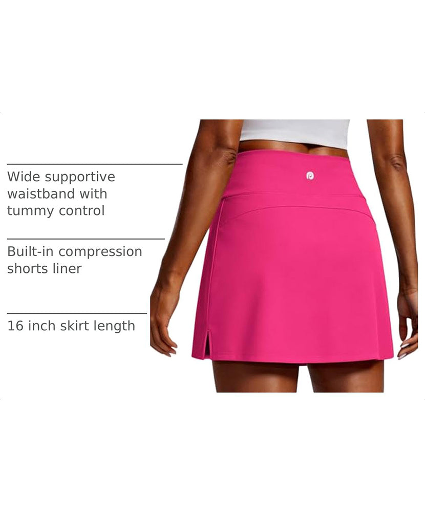 Women's 16" High Waisted Tennis Skirt with 2 Pockets