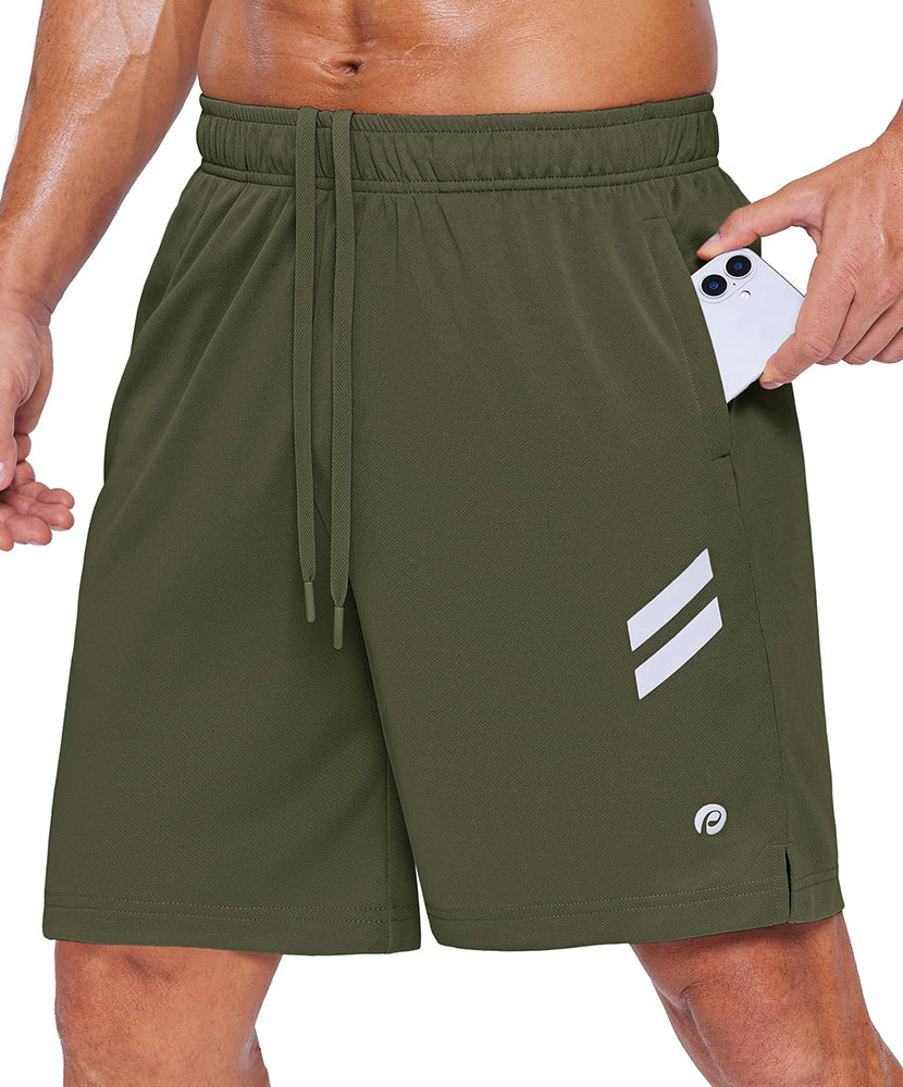 Men's Athletic Quick Dry Running Shorts with Zipper Pockets