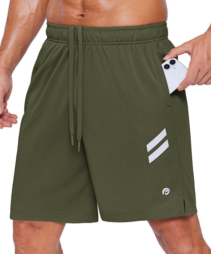 Men's Athletic Quick Dry Running Shorts with Zipper Pockets