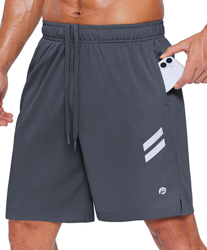 Men's Athletic Quick Dry Running Shorts with Zipper Pockets