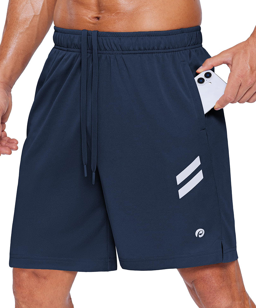 Men's Athletic Quick Dry Running Shorts with Zipper Pockets