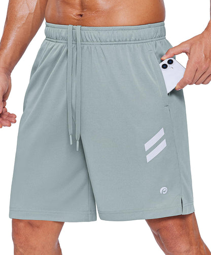 Men's Athletic Quick Dry Running Shorts with Zipper Pockets